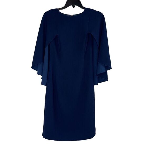 Trina Turk Wilderness Drapey Cape Sheath Dress Indigo Size 0 New - Picture 2 of 9